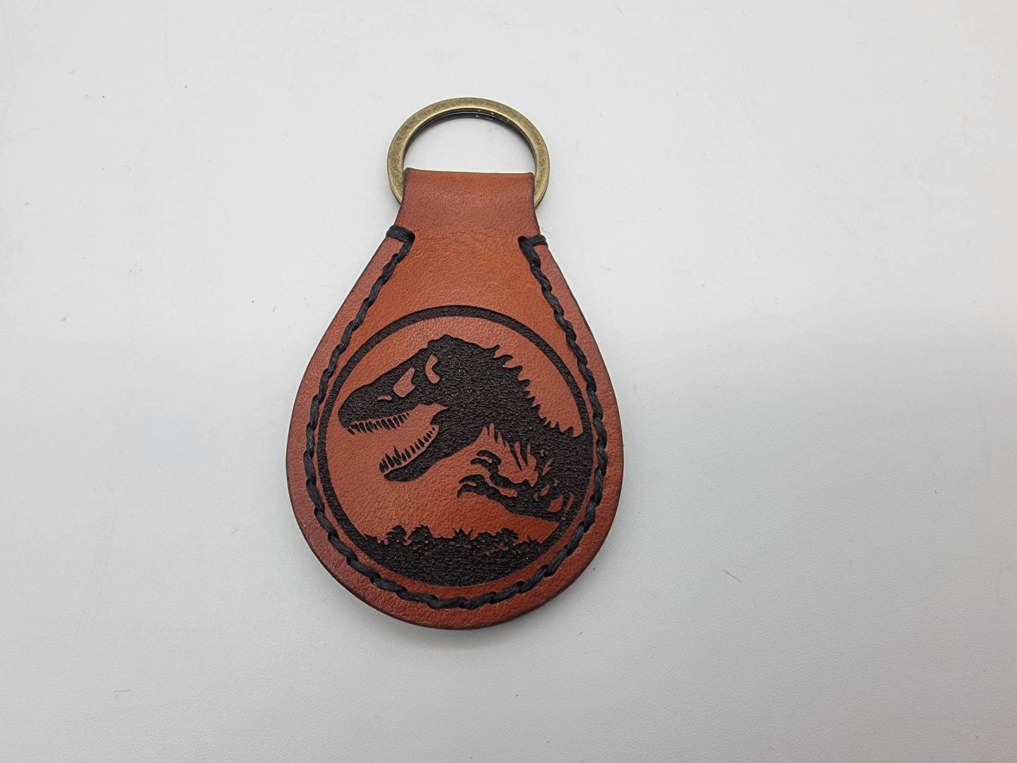 Jurassic Park Leather Keychain
