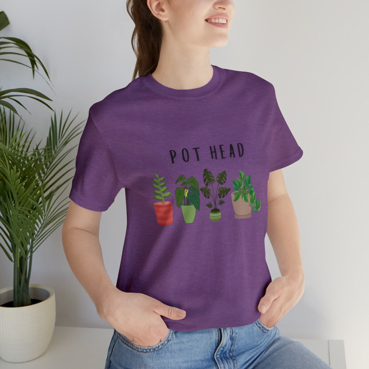 Pot Head T-Shirt - Shirt with plants - Gift for plant lover - Green Thumb Shirt