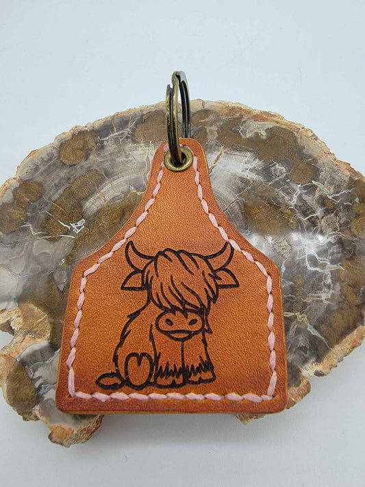 Cow Keychain, Leather, Cow-nt Your Blessings, Gift For Her